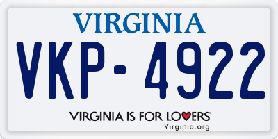 VA license plate VKP4922