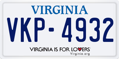 VA license plate VKP4932