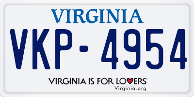 VA license plate VKP4954