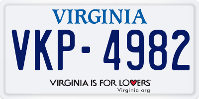 VA license plate VKP4982