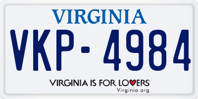 VA license plate VKP4984