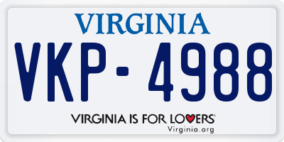 VA license plate VKP4988