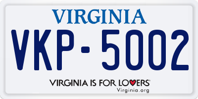 VA license plate VKP5002