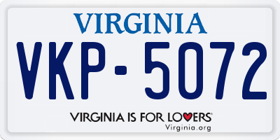 VA license plate VKP5072