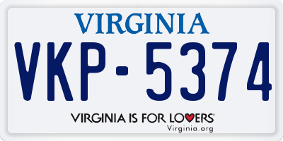 VA license plate VKP5374