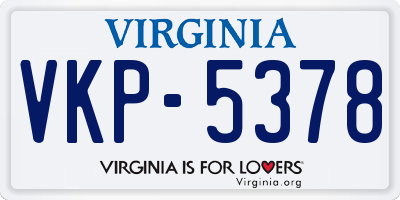 VA license plate VKP5378