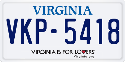 VA license plate VKP5418