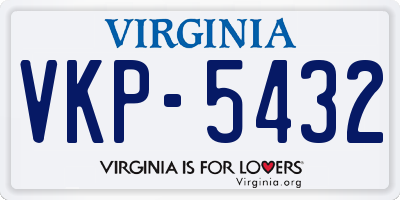 VA license plate VKP5432