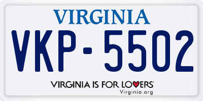 VA license plate VKP5502