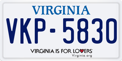 VA license plate VKP5830