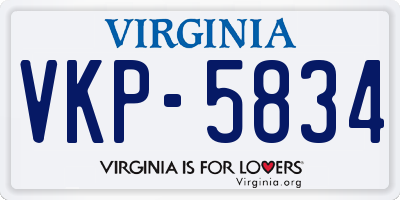 VA license plate VKP5834