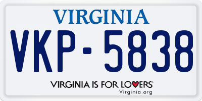 VA license plate VKP5838