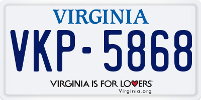 VA license plate VKP5868