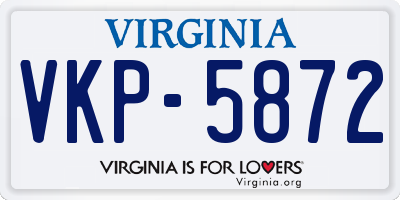 VA license plate VKP5872