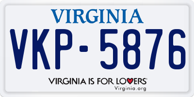 VA license plate VKP5876