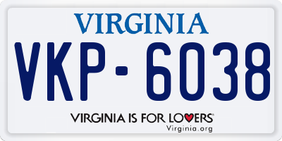 VA license plate VKP6038