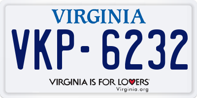 VA license plate VKP6232