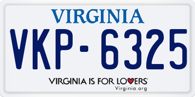 VA license plate VKP6325