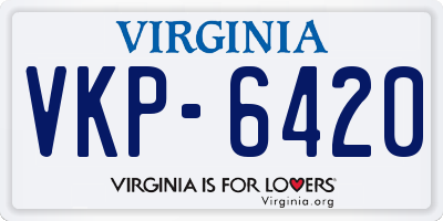 VA license plate VKP6420