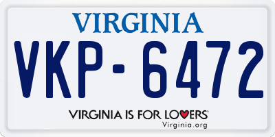 VA license plate VKP6472