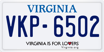 VA license plate VKP6502