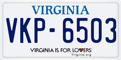 VA license plate VKP6503