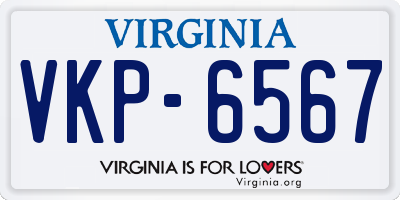 VA license plate VKP6567