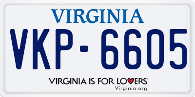 VA license plate VKP6605
