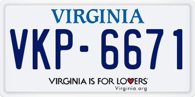 VA license plate VKP6671