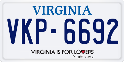 VA license plate VKP6692