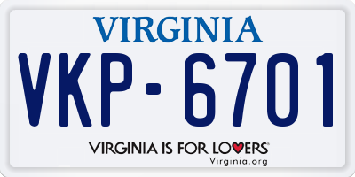 VA license plate VKP6701