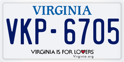 VA license plate VKP6705