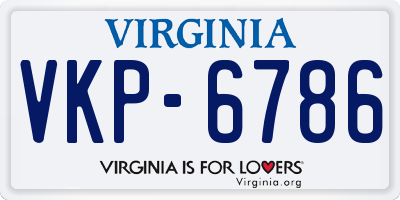 VA license plate VKP6786