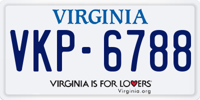 VA license plate VKP6788