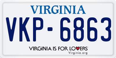 VA license plate VKP6863