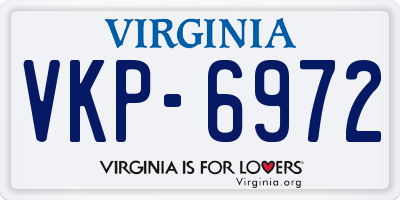 VA license plate VKP6972