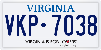 VA license plate VKP7038
