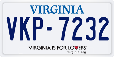 VA license plate VKP7232