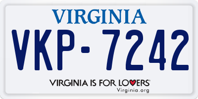 VA license plate VKP7242