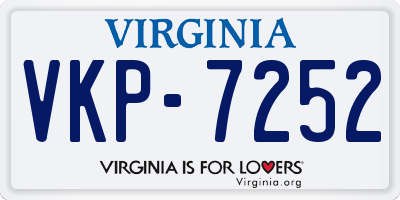 VA license plate VKP7252