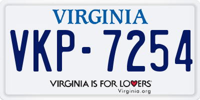 VA license plate VKP7254
