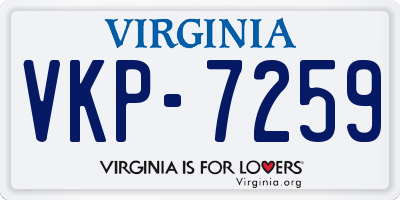 VA license plate VKP7259