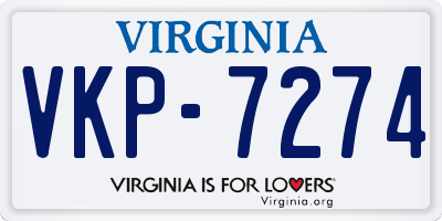 VA license plate VKP7274