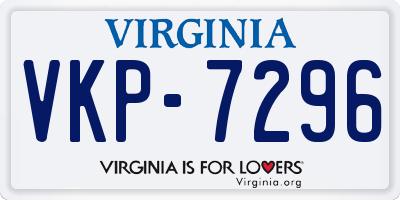 VA license plate VKP7296
