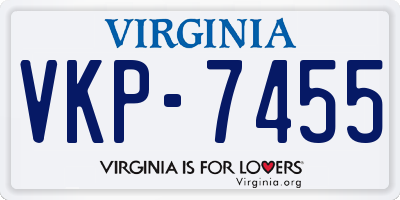 VA license plate VKP7455