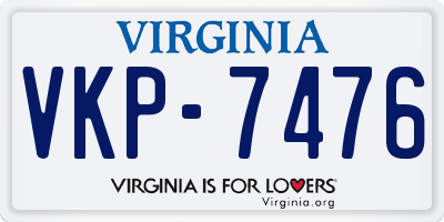 VA license plate VKP7476