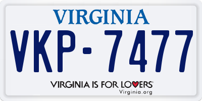 VA license plate VKP7477