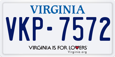 VA license plate VKP7572