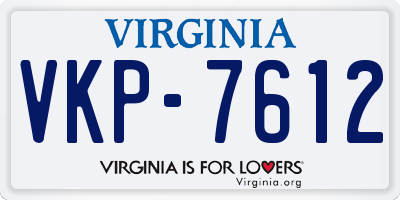 VA license plate VKP7612