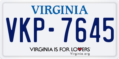 VA license plate VKP7645